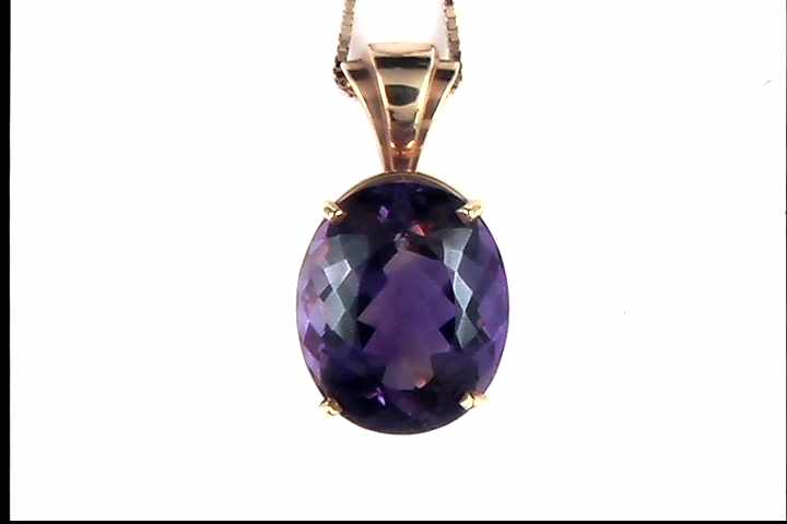 14k Yellow Gold Amethyst Pendant