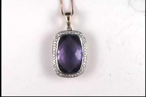 14k Two Tone Amethyst Pendant