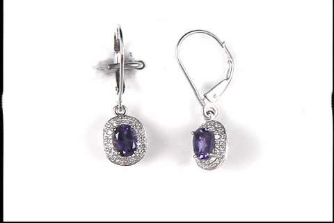 10K White Gold Amethyst and Diamond Earrings