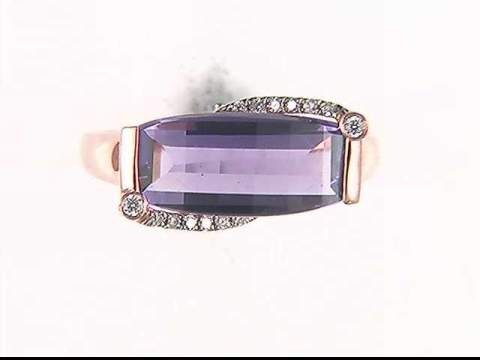 14K Rose Gold Amethyst and Diamond Ring