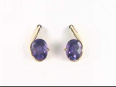 14K Yellow Amethyst Earrings