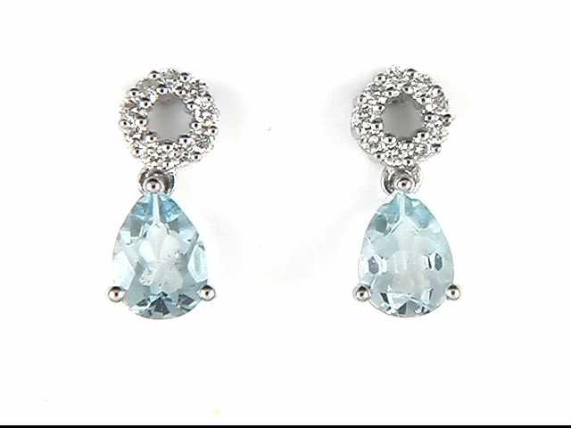 14k White Gold Aquamarine Earrings
