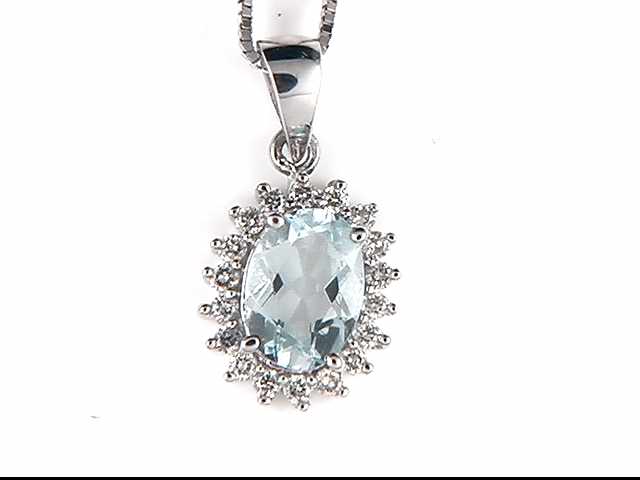 14k White Gold Aquamarine Pendant
