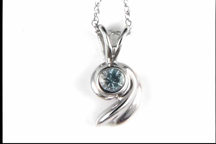 14k White Gold Aquamarine Pendant
