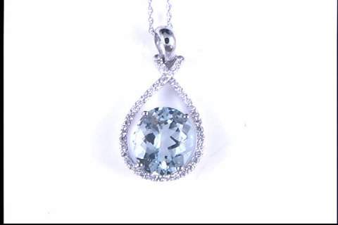14k White Gold Aquamarine Pendant