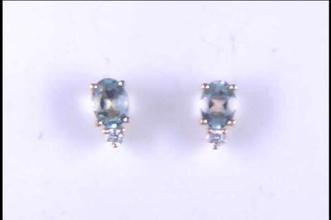Pair of 14k white gold aquamarine earrings
