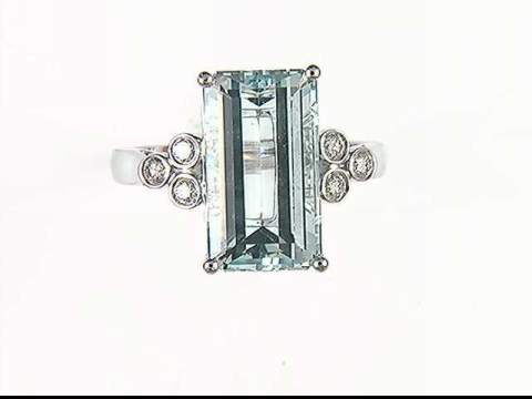 14k White Aquamarine Ring