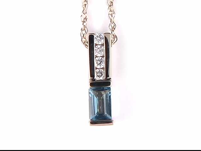 14K Yellow Blue Topaz Pendant