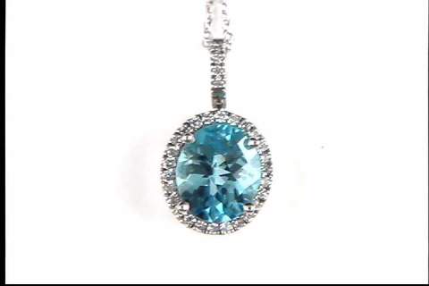 10K White Blue Topaz Pendant