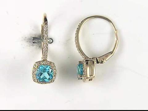 10K Yellow Blue Topaz Earrings