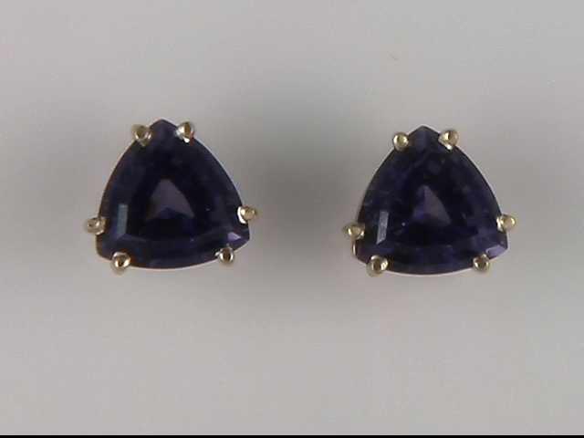 14K Yellow Created Alexandrite Earrings