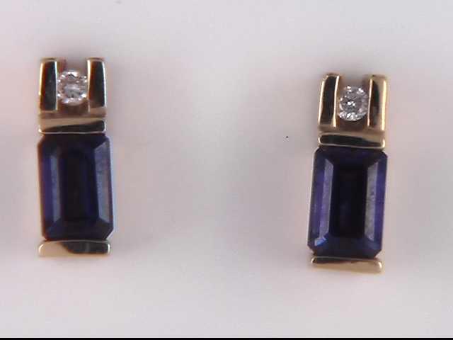 14K Yellow Gold Created Alexandrite Earrings