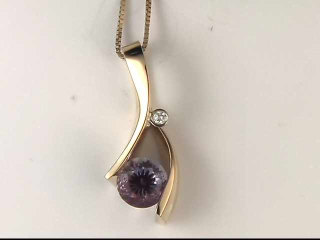 14k Yellow Gold Created Alexandrite Pendant