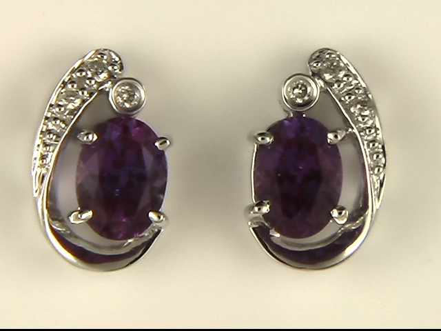 14k White Gold Created Alexandrite Earrings