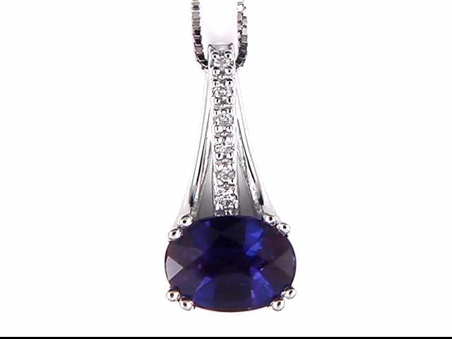 14k White Gold Created Alexandrite Pendant