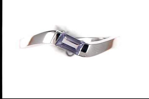 10K White Created Alexanderite Ring