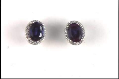 14K White Gold Created Alexandrite Earrings