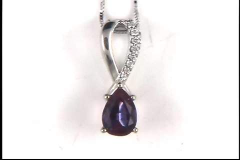 14K White Gold Created Alexandrite Pendant