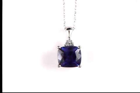 14k white gold created alexandrite pendant