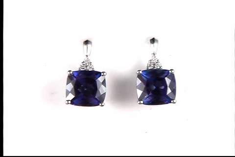 14k white gold created alexandrite earrings
