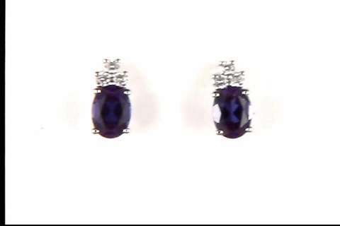 14k white gold created alexandrite earrings