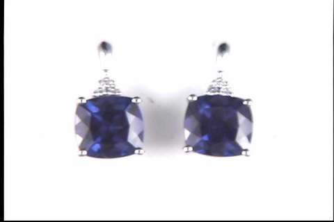 14k White Gold Created Alexandrite Earrings
