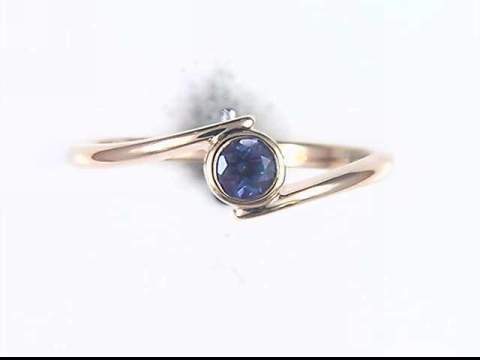 14K Yellow Created Alexandrite Ring