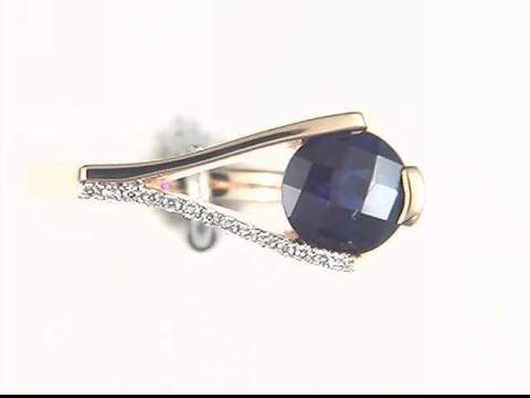 14K Yellow Created Alexandrite & Diamond Ring