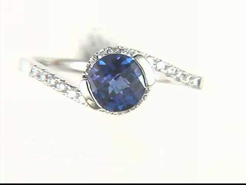 14K White Created Alexandrite & Diamond Ring