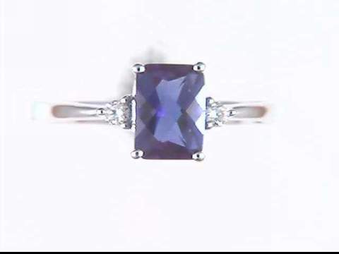 14K White Lab Alexandrite Ring