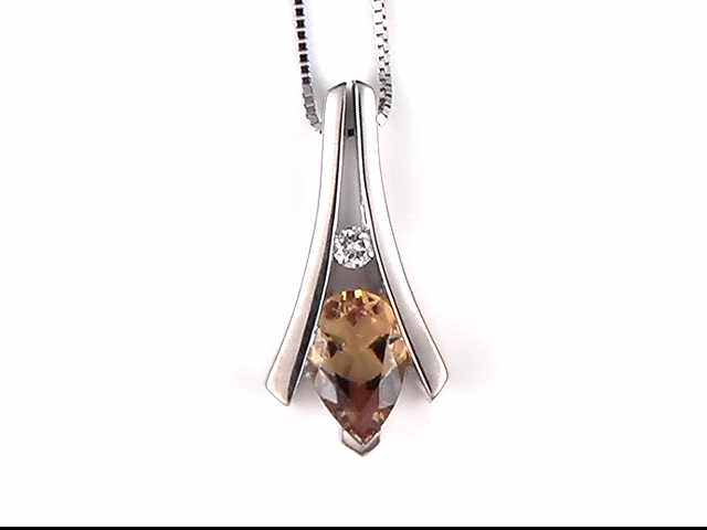 14K White Citrine Pendant
