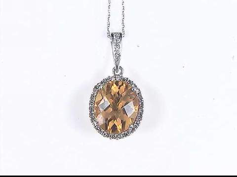 14K White Citrine Pendant