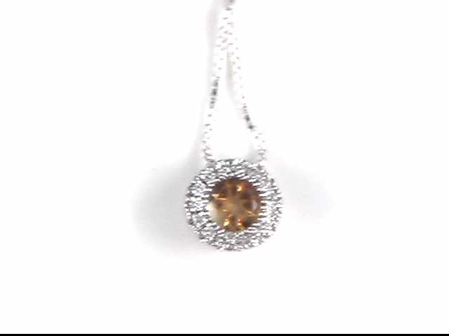 14k White Gold Citrine Pendant