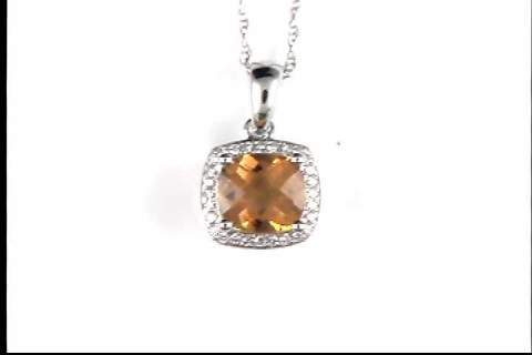 10k White Gold Citrine Quartz Pendant