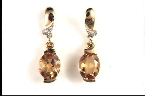 10k Yellow gold dangle citrine pierced earrings
