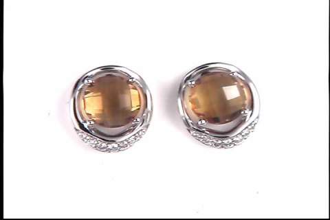 14k white gold citrine stud earrings