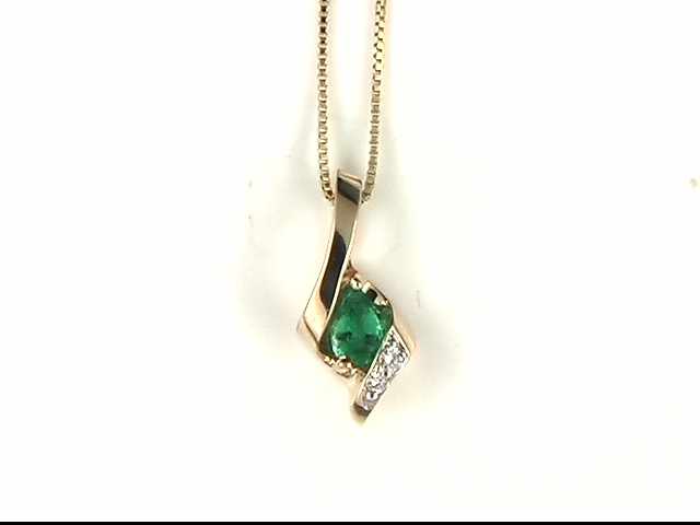 14K Yellow Emerald Pendant