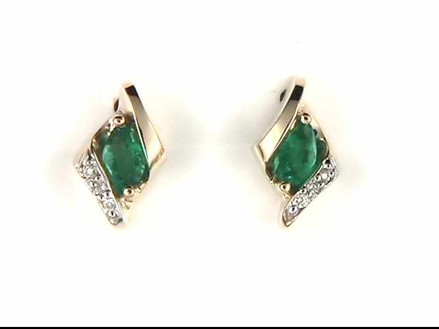 14K Yellow Gold Emerald Earrings