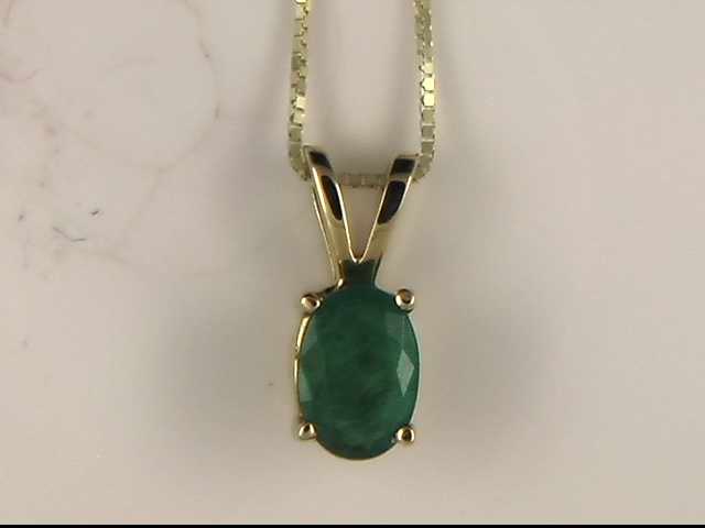 14k Yellow Gold Emerald Pendant