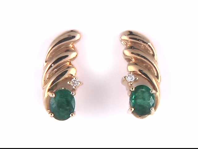 14K Yellow Emerald Earrings