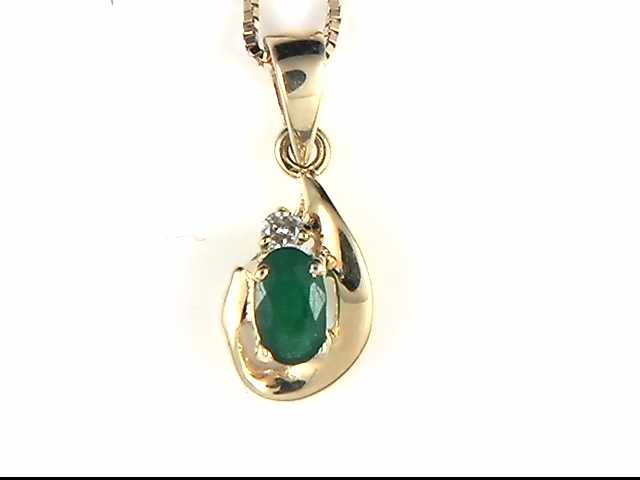 14K Yellow Gold Emerald Pendant
