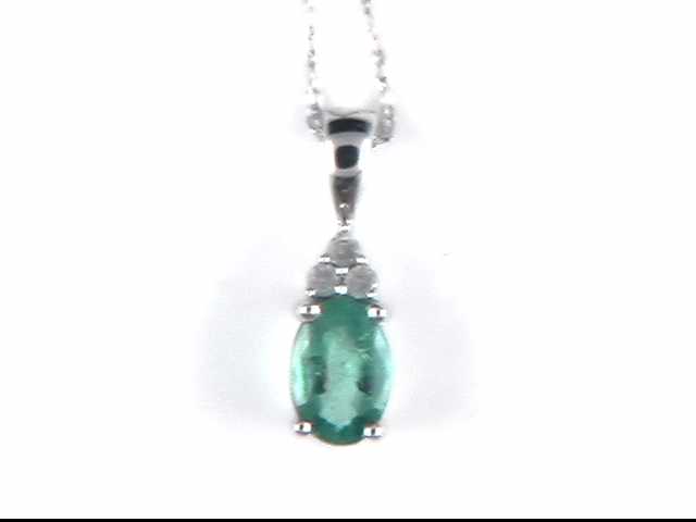10k White Gold Emerald Pendant