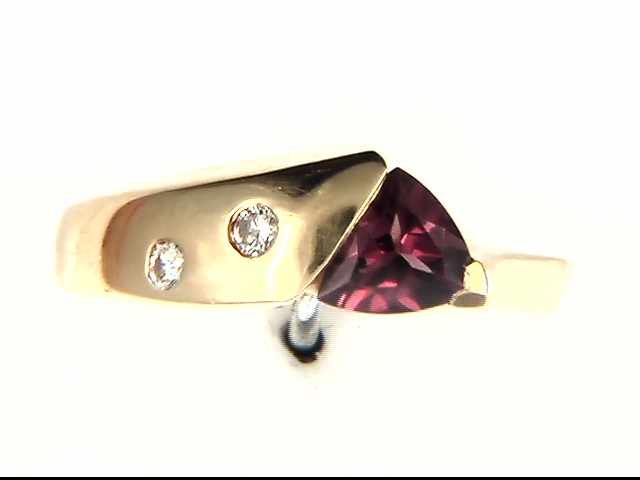14K Yellow Rhodolite Garnet Ring