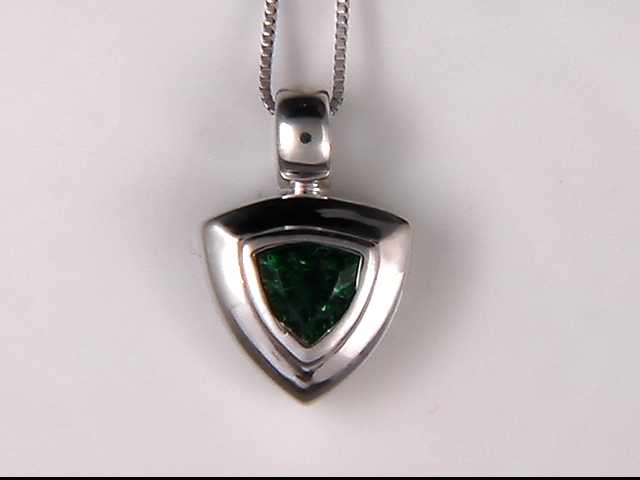 14k White Gold Tsavorite Garnet Pendant