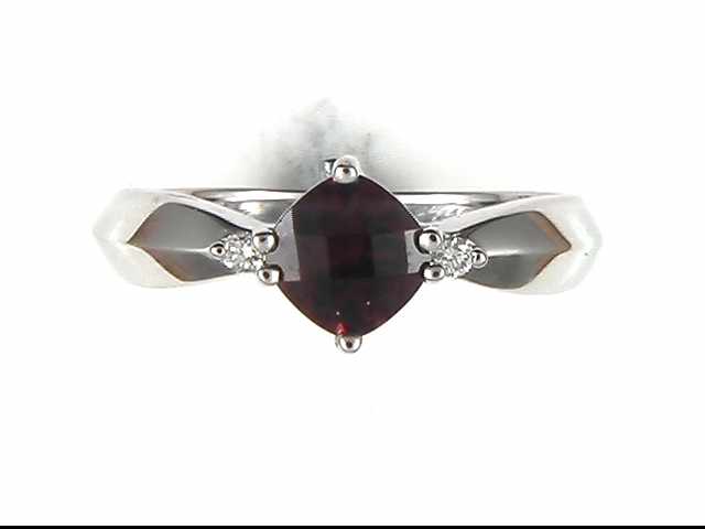 10K White Gold Garnet Ring
