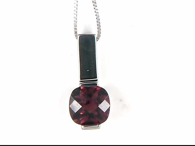 10K White Gold Garnet Pendant