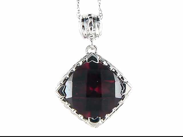 10k White Gold Garnet Pendant