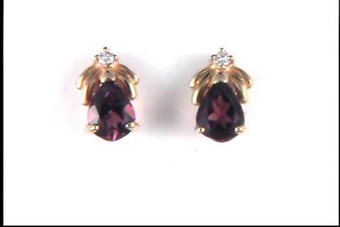14k Yellow Gold Rhodolite Garnet Earrings
