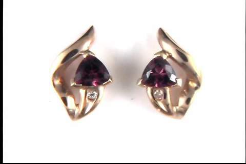 14K Yellow Gold Rhodolite Garnet Earrings