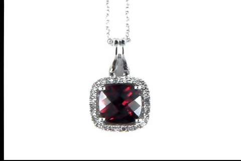 10k White Gold Garnet Pendant